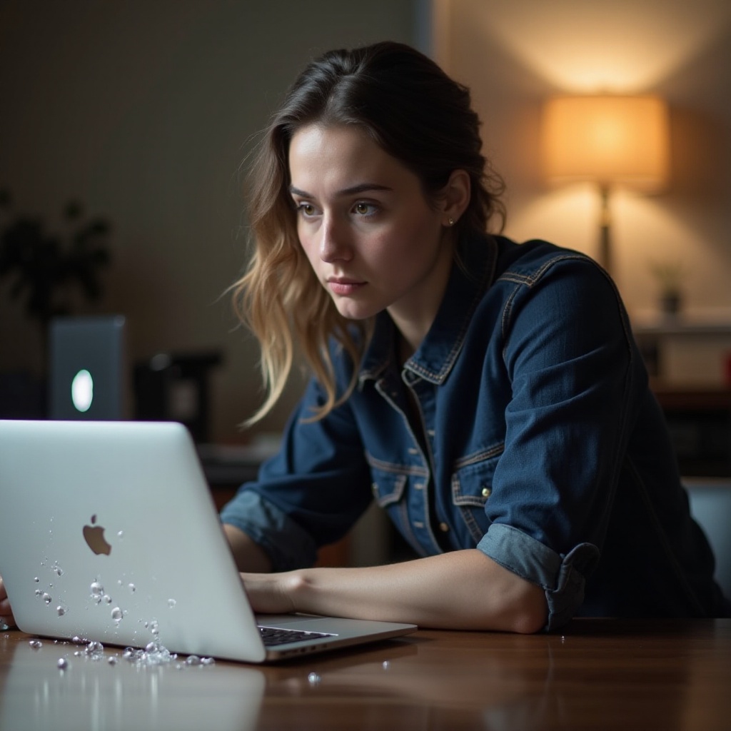 разлейте вода върху MacBook Air